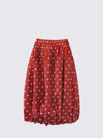 Red Polka Dot Bubble Midi Skirt Women