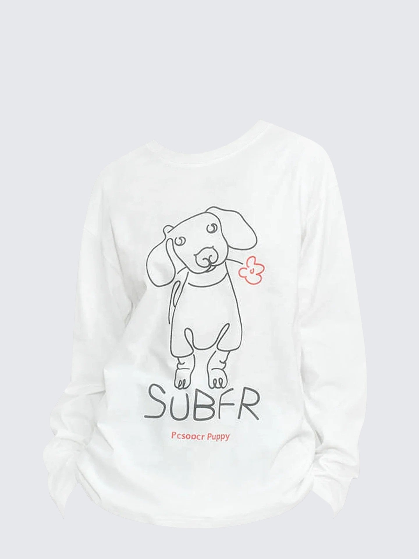 American Hand-Drawn Dog Print Long Sleeve T-Shirt