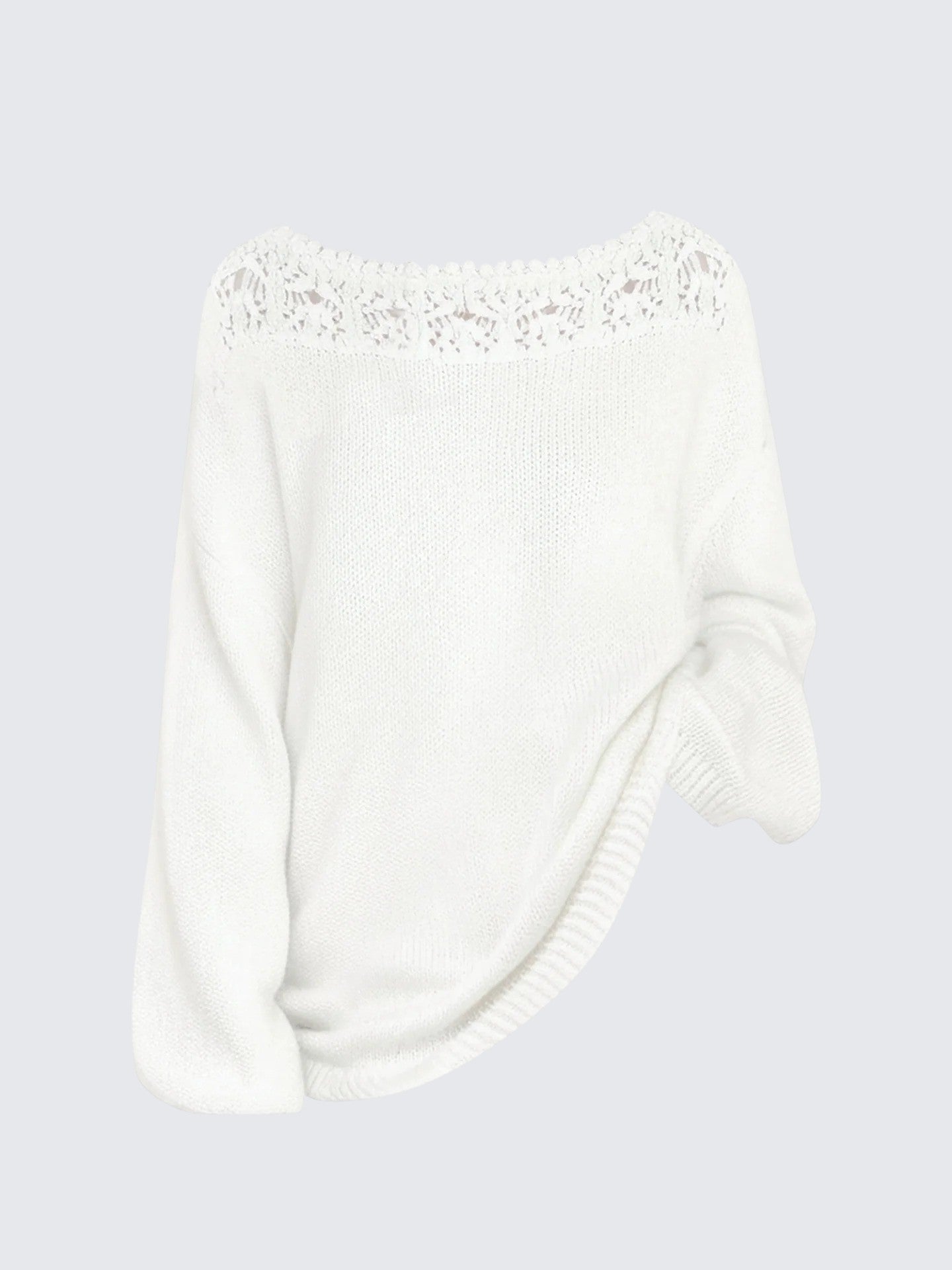 Korean Lace Cutout Off-Shoulder Knit
