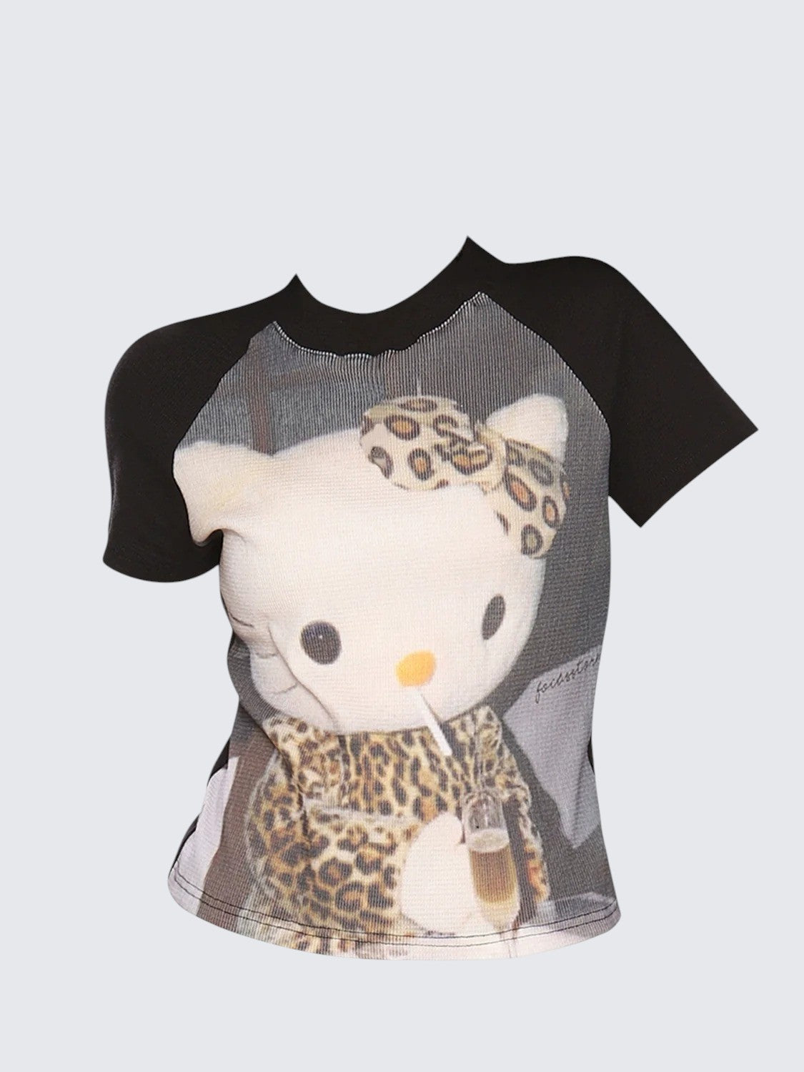 American Leopard Kitty Graphic Fitted T-Shirt