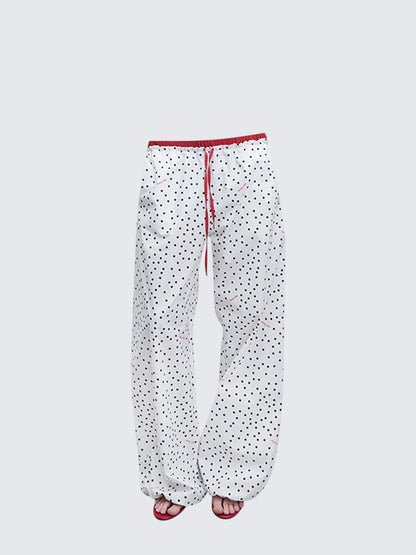 American White Polka Dot Wide Leg Pants