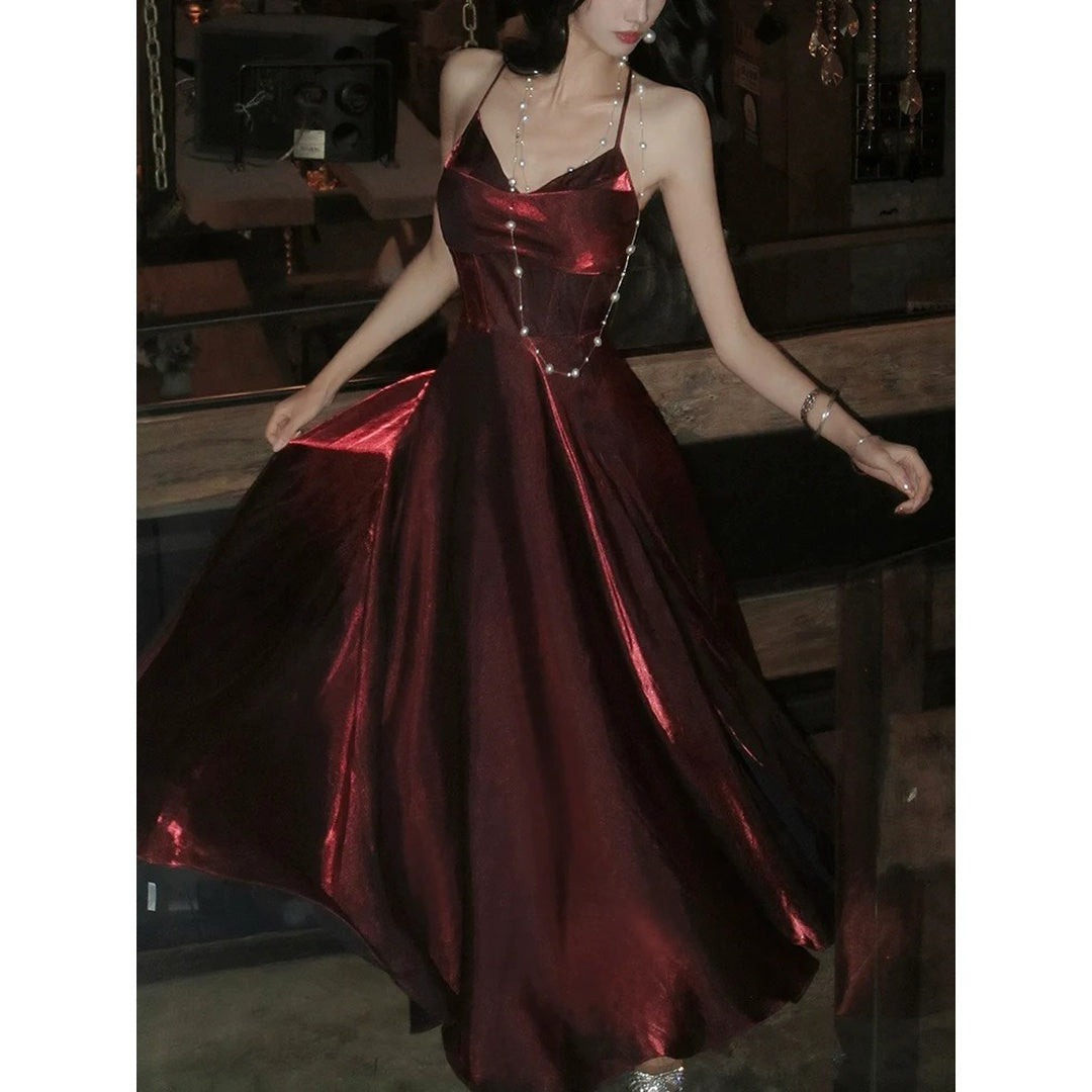 Red Fishtail Waist Gown Prom Dress