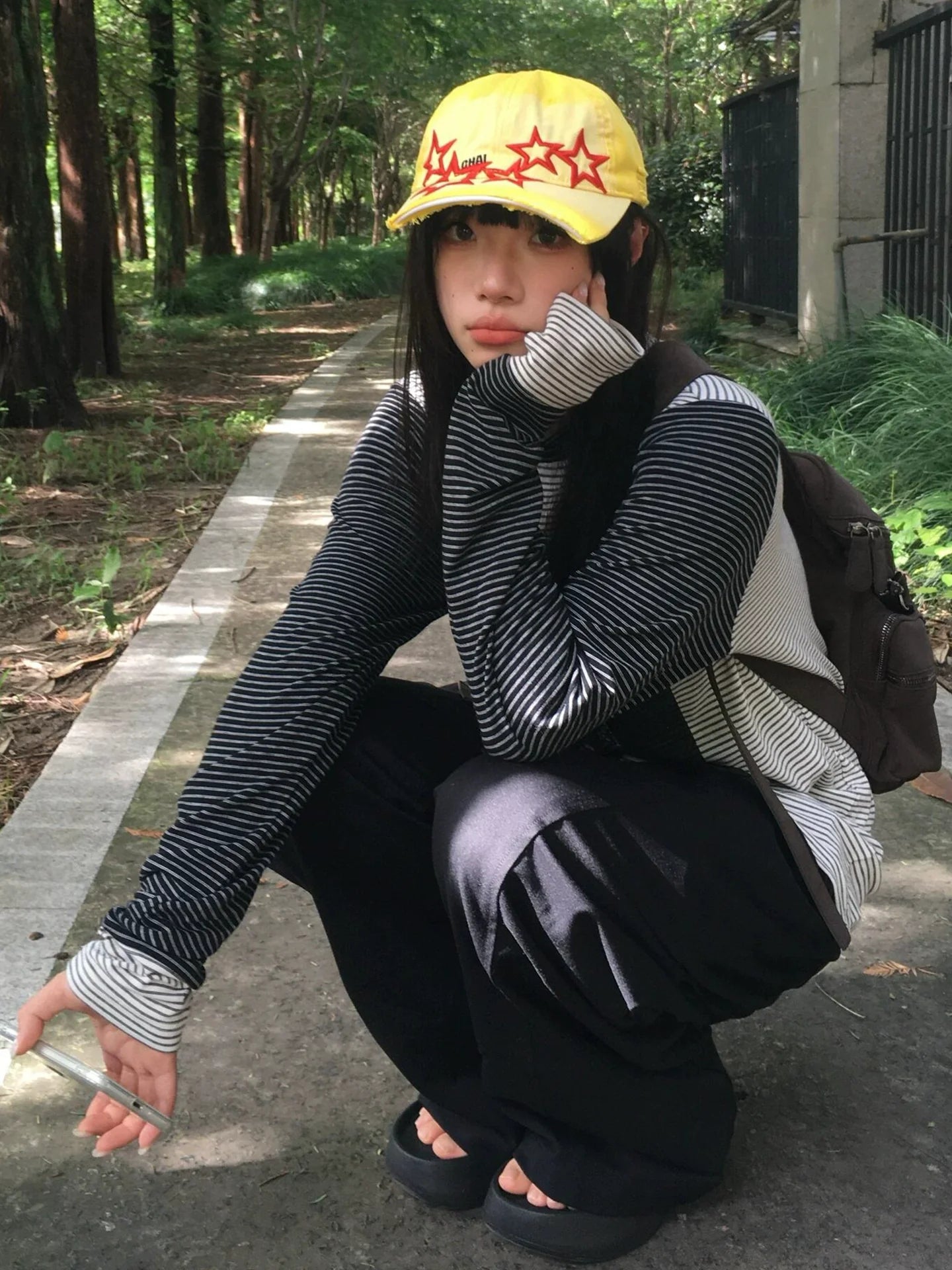 Punk Subculture Striped Long Sleeve Tee Vintage Layered Street Top