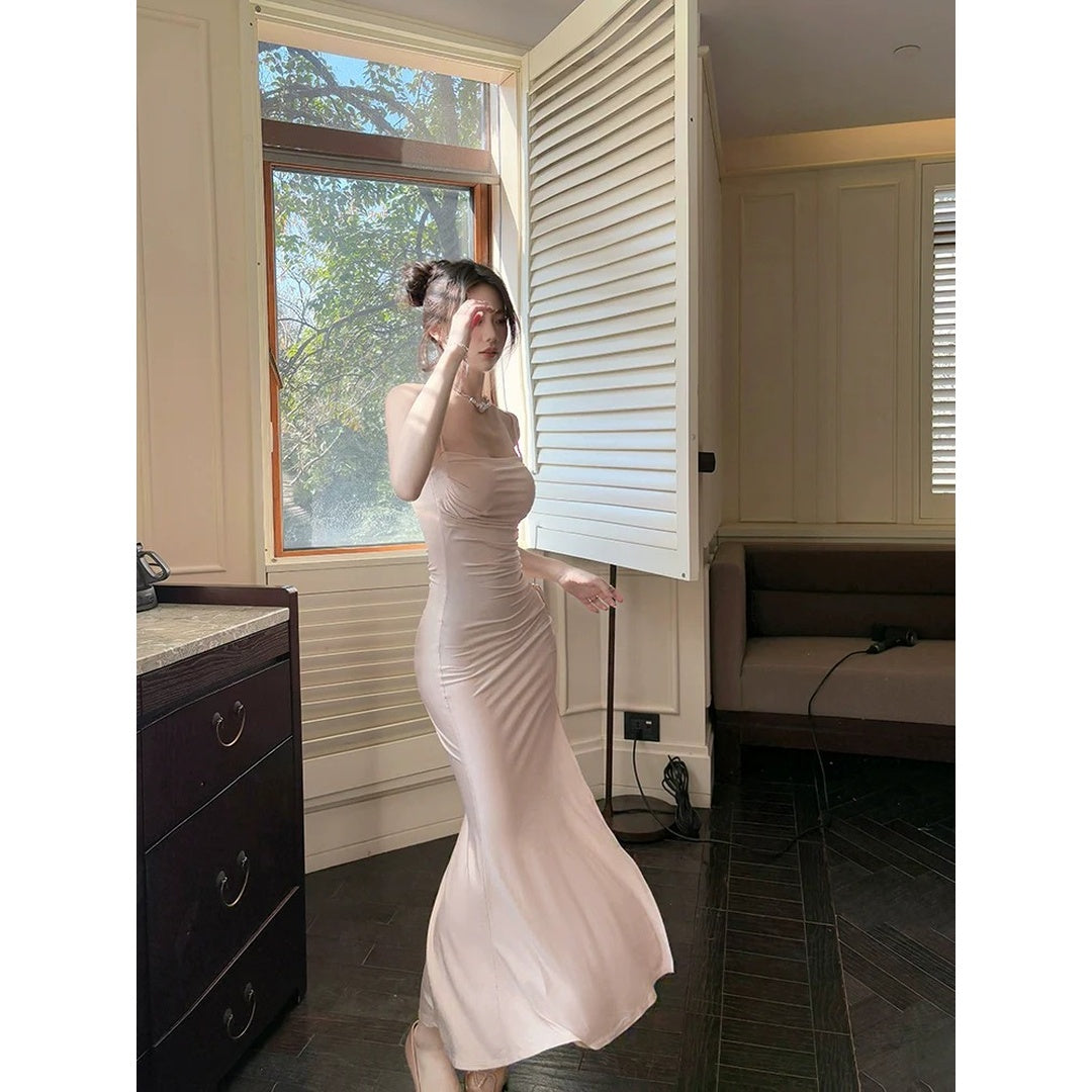 French Knitted Stretch Mermaid Gown Dress