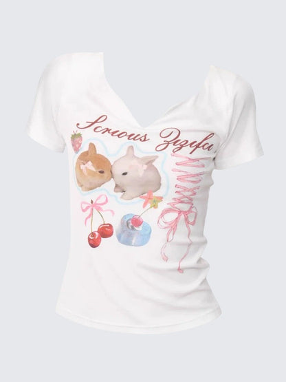 American Vintage Bunny V-Neck T-Shirt