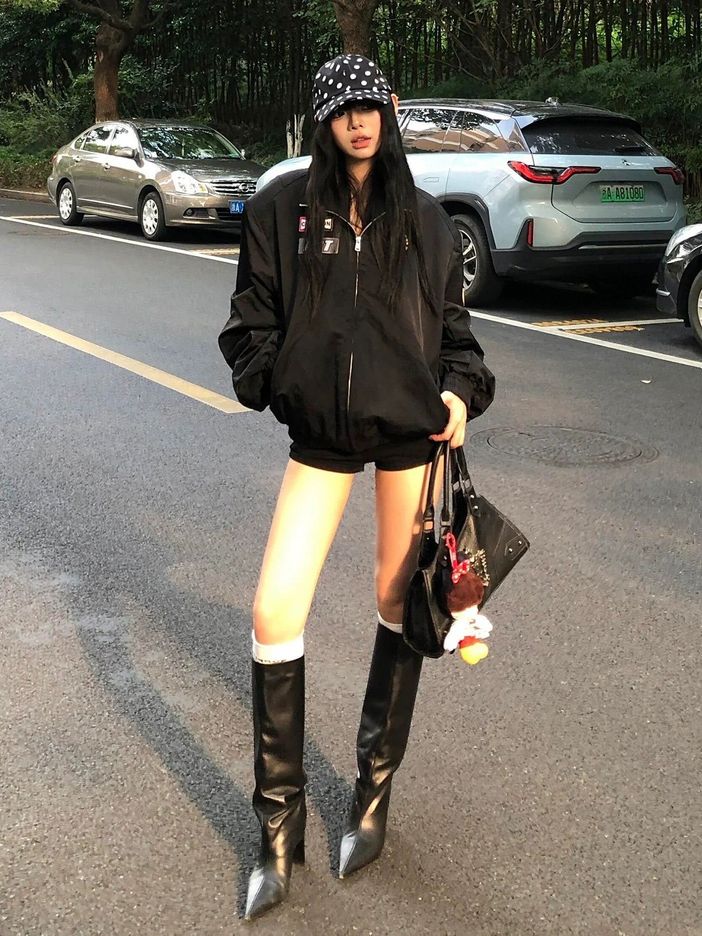 Retro Black Patch Baseball Jacket