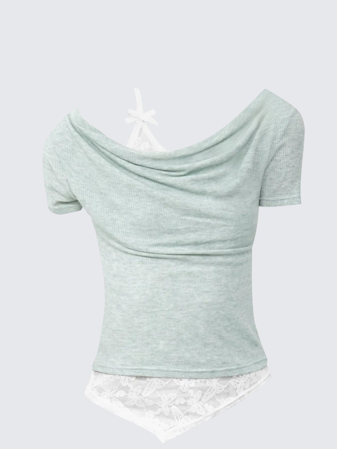 American Cute Lace Faux Two-Piece Tee