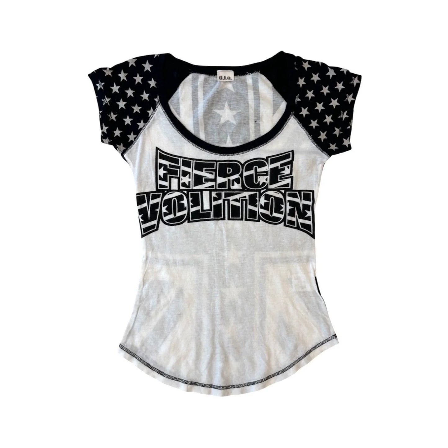 Star Print Asymmetrical Subculture Y2K E-girl Light Subculture American Retro Star Print Short Sleeve Top