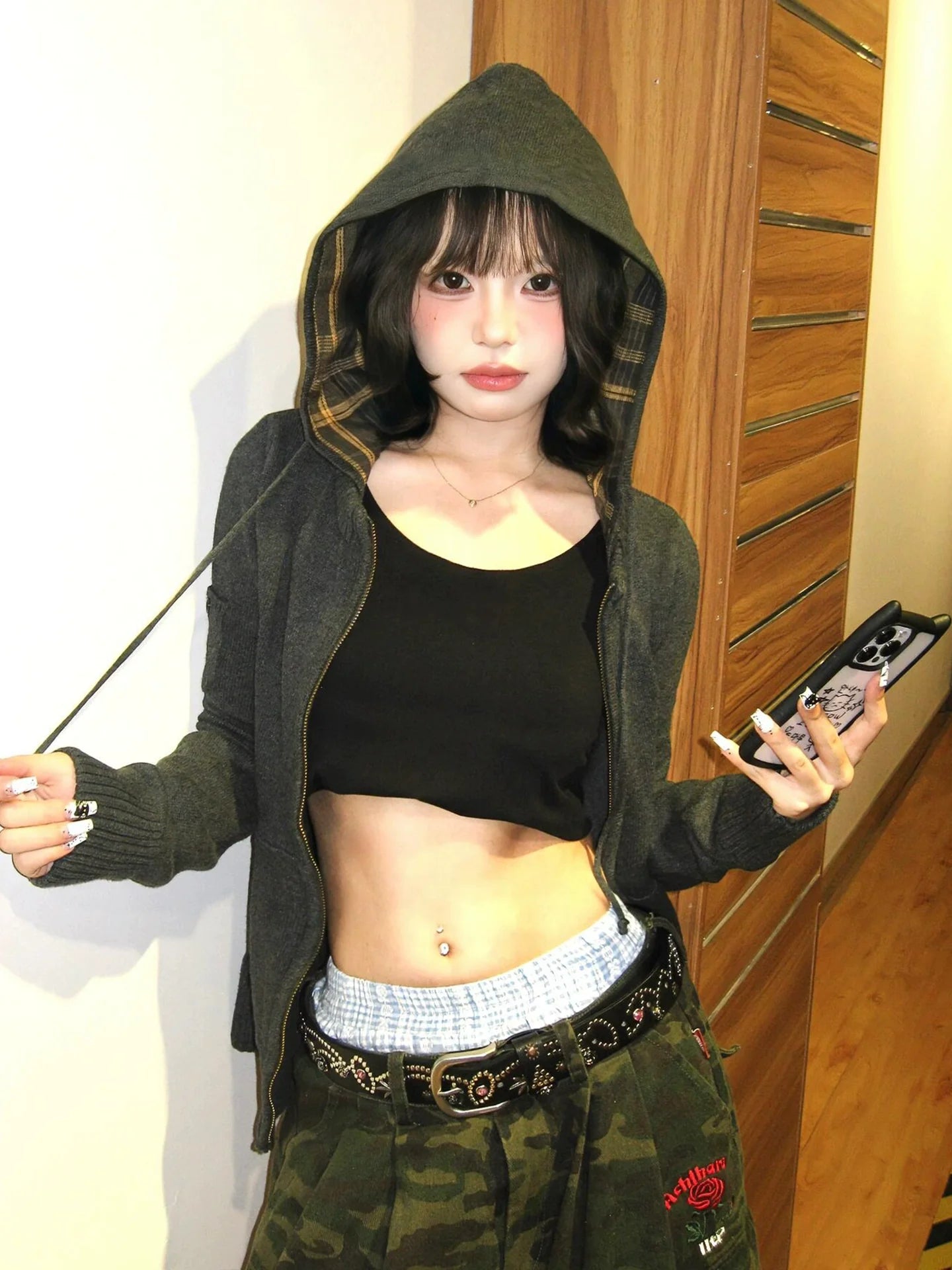 Vintage Plaid Zip Hoodie