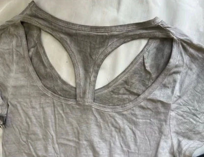 Gray Subculture Punk Y2K Abi E-girl American Retro Cutout Open-Back Print Short Sleeve Top