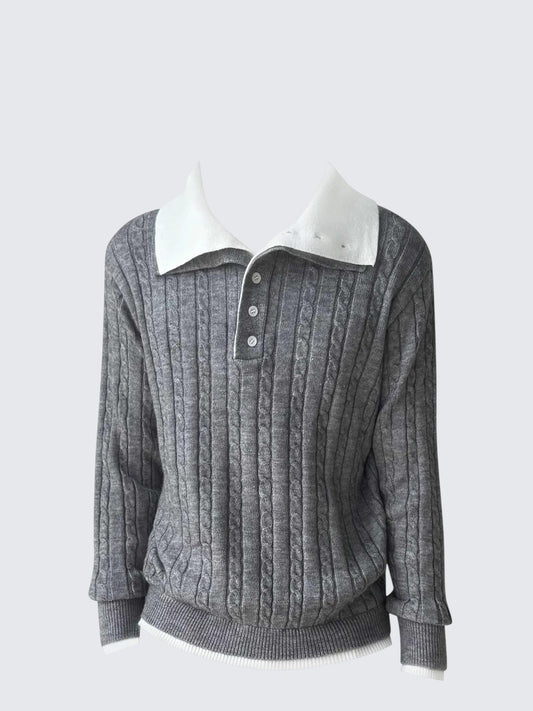 Grey Layered Knit Sweater Women