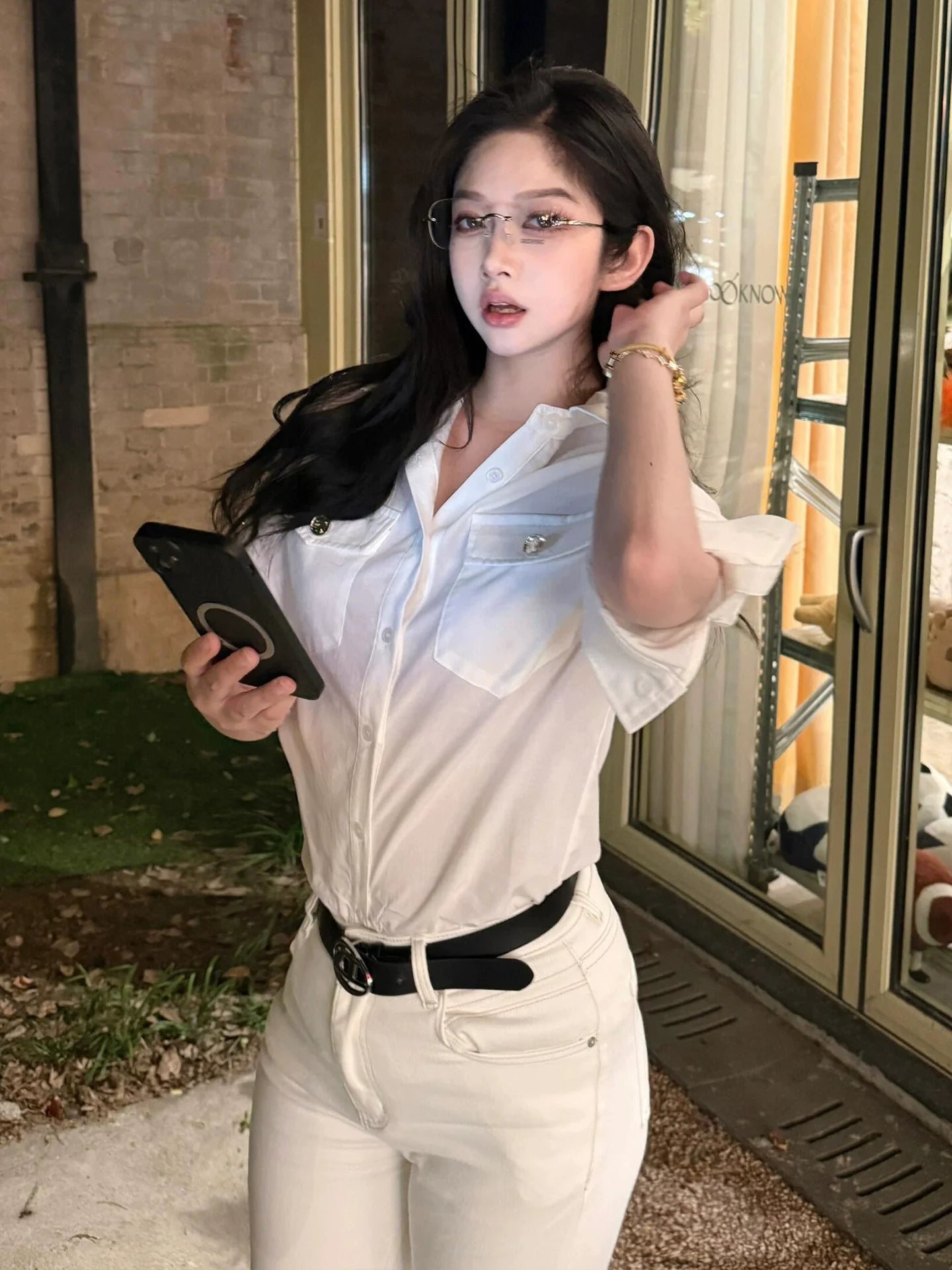 Old Money White Short Sleeve Shirt Summer Casual Slim Fit Lazy Chic Spicy Girl Top