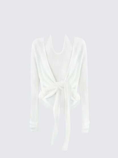 Korean Halter U-Neck Faux Knit