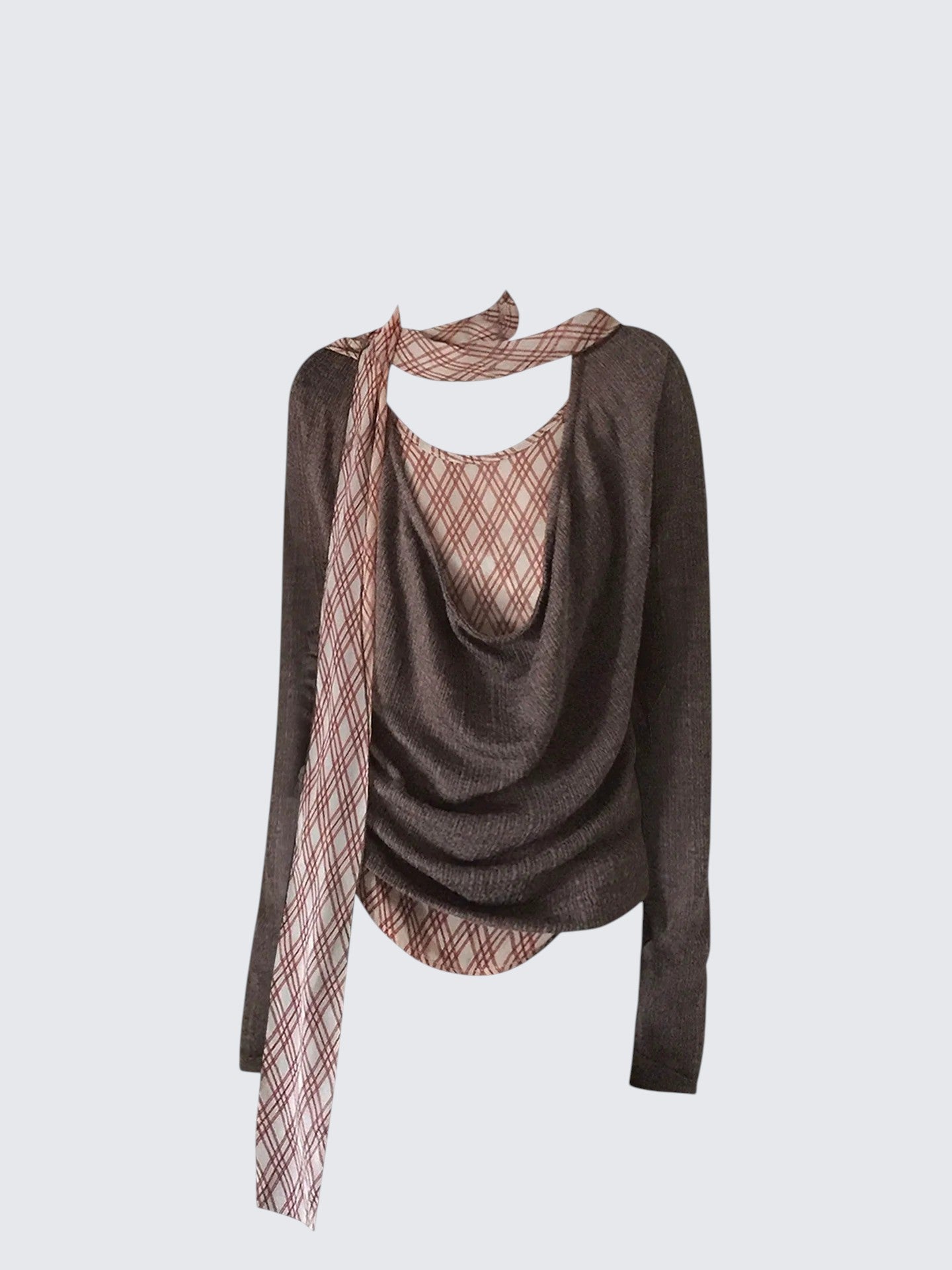 Plaid Off-Shoulder Layered Top