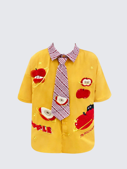 Japanese Tie Patch Embroidered Shirt