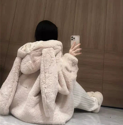Bunny Ear Faux Fur Coat