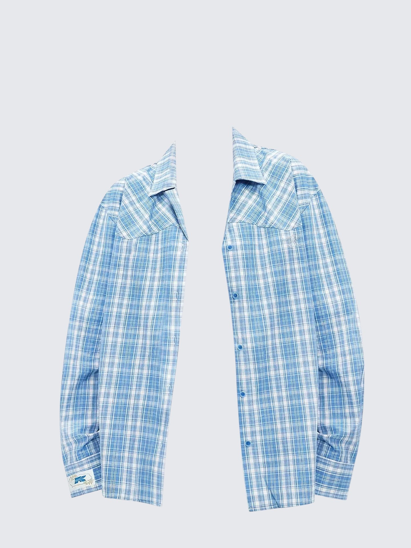 Blue Plaid Cuban Collar Shirt