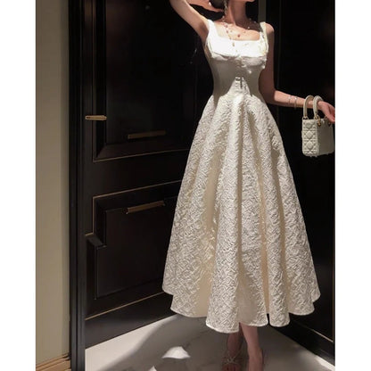 French Luxury Spaghetti Birthday Gown Dress – Embroidered Party Dress