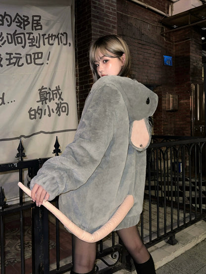 Punk Mouse Ear Faux Fur Coat