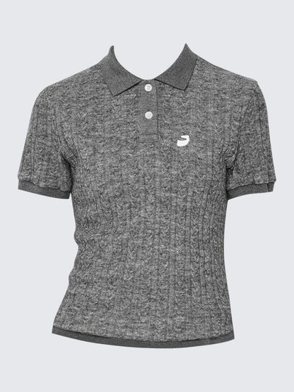 Vintage Cable Knit Polo Top