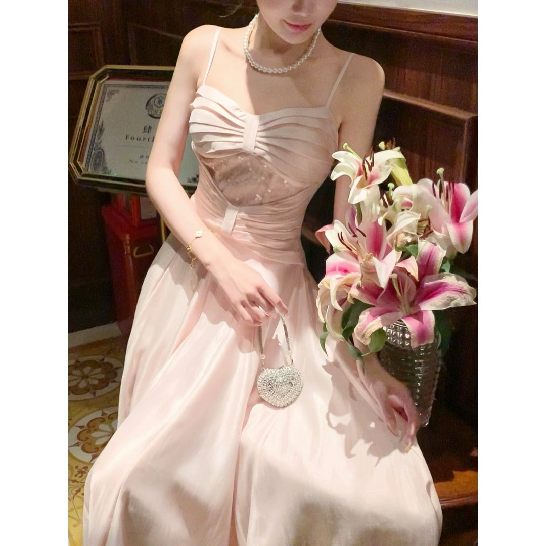 French Pink Halter Engagement & Birthday Gown Dress
