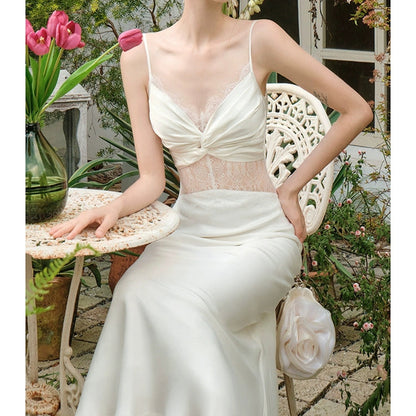 Ivory Butterfly Knot Lace Mermaid Gown Dress