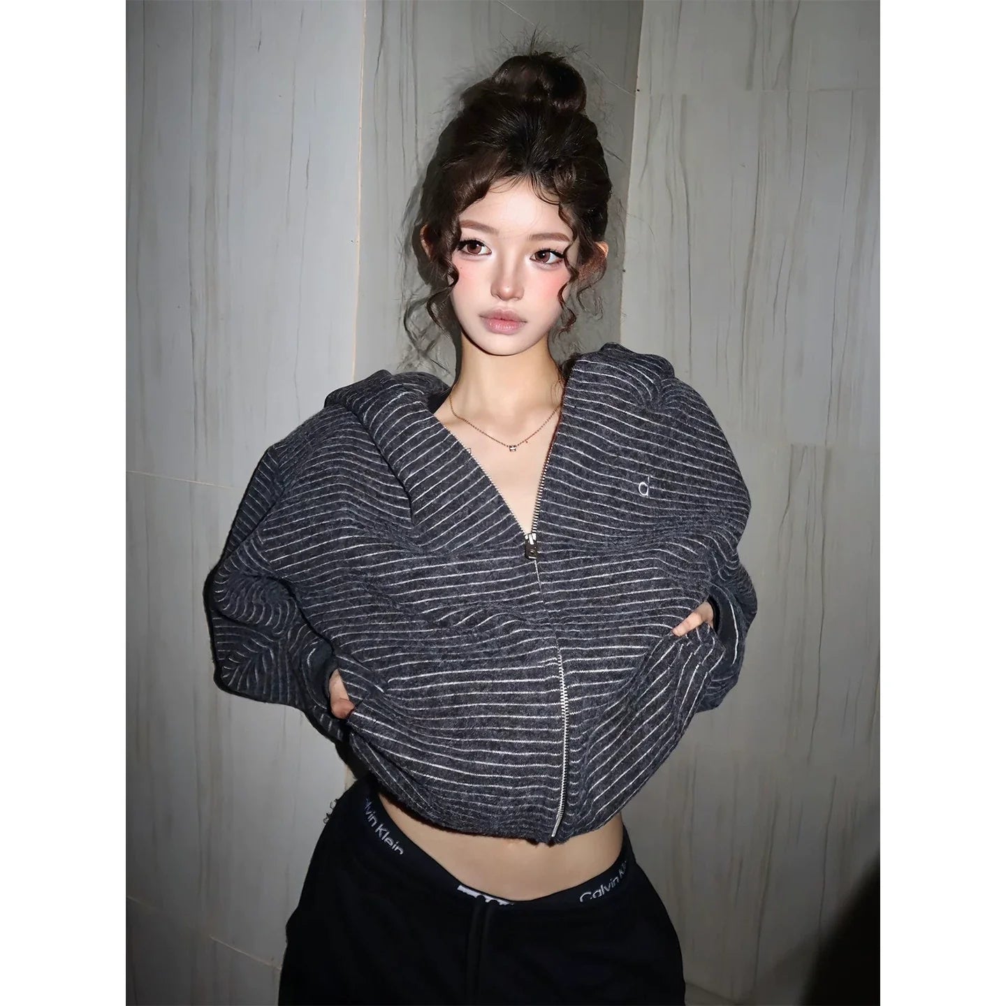 American Vintage Fleece Hoodie Jacket Thick Warm Retro Street Outerwear