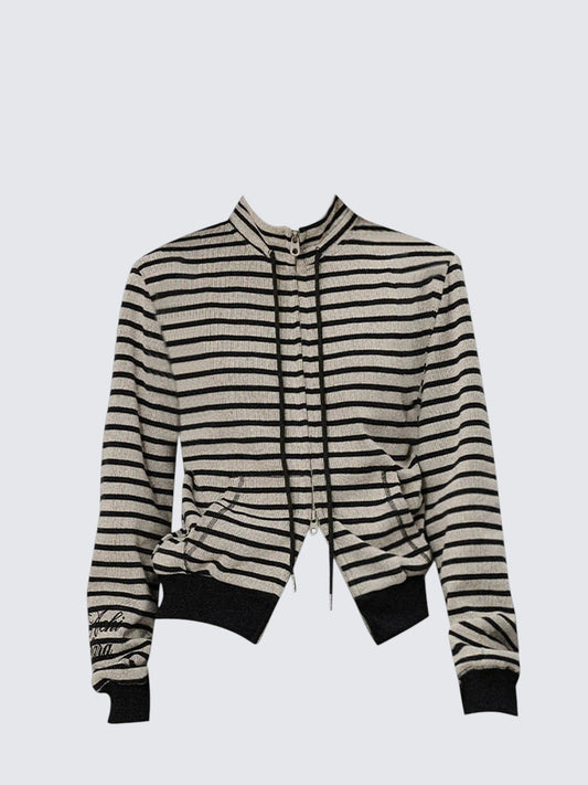 Retro Stand Collar Zip Hoodie Women