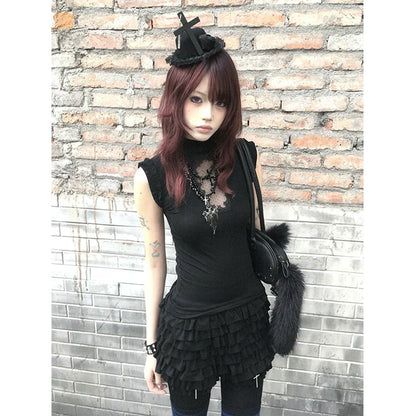 Y2K Cross Cutout Sleeveless Top