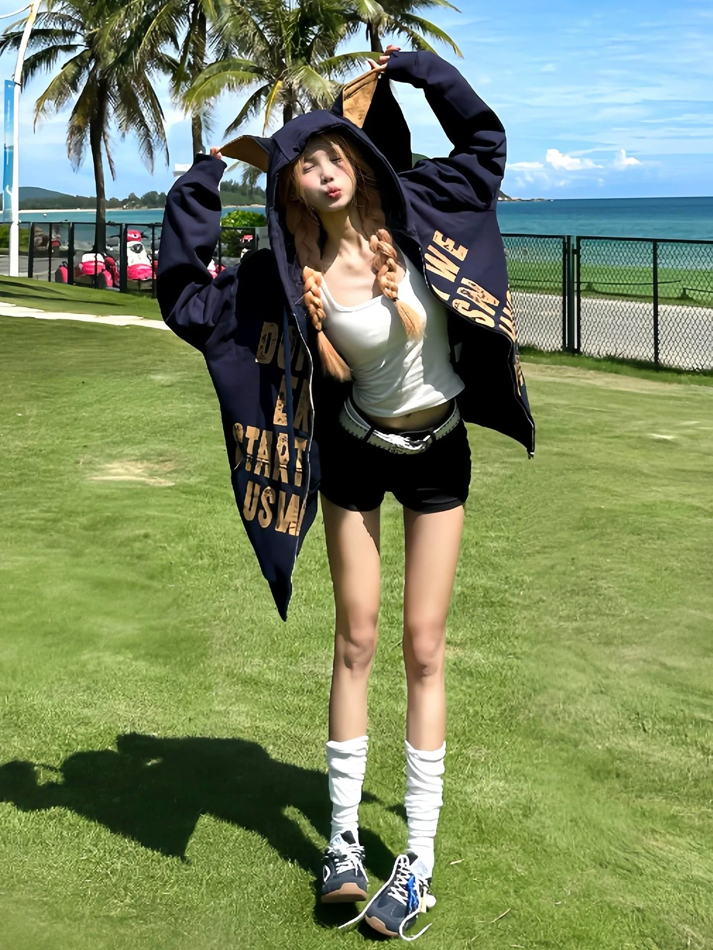 American Doberman Hoodie Autumn-Winter Zip-Up Pullover Heavyweight Letter Print Top