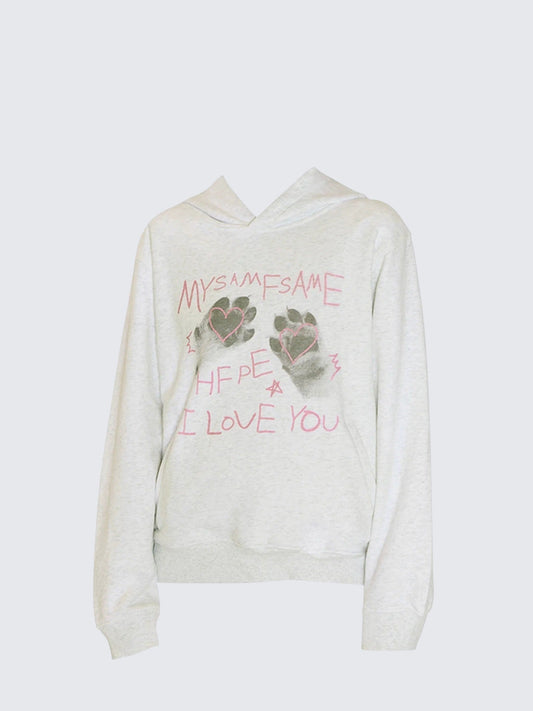 Vintage Cat Paw Heavy Hoodie Women