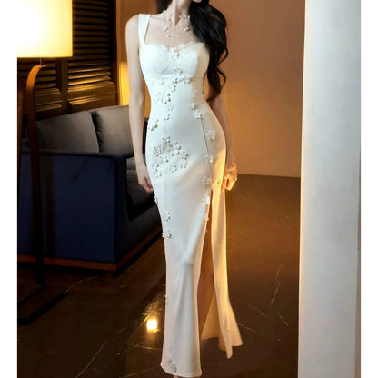 French 3D Flower Mermaid Gown Dress