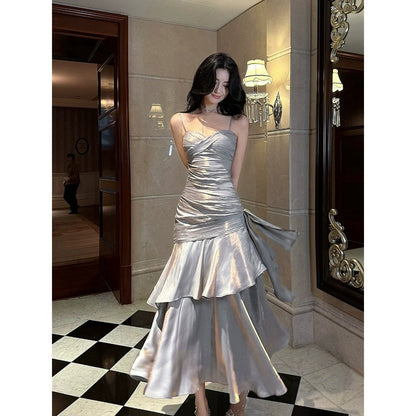 Mermaid Blue Gray Butterfly Gown Dress – Adult Luxury Dress