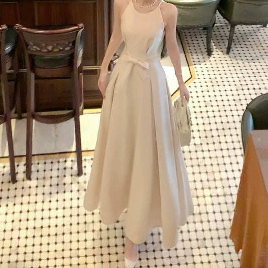 French Butterfly Satin Spaghetti Strap Gown Dress