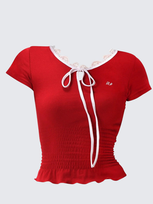 American Vintage Lace Bow Tie T-Shirt