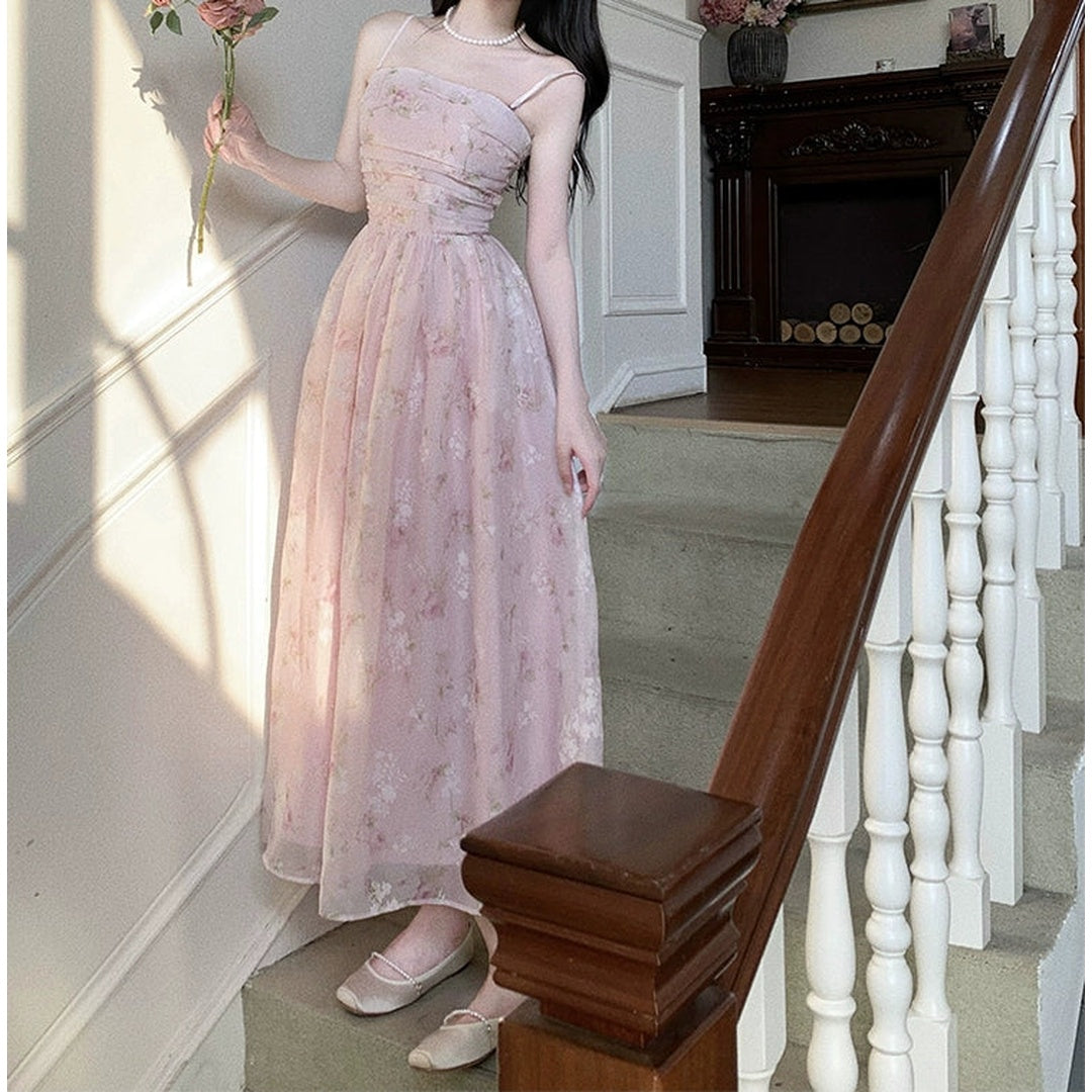 Strapless Floral Gown Dress with Detachable Straps