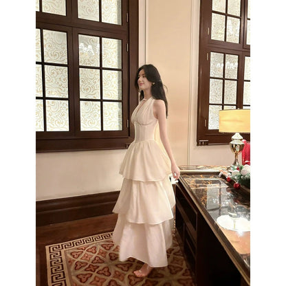 Halter Waist Princess Cake Gown Dress