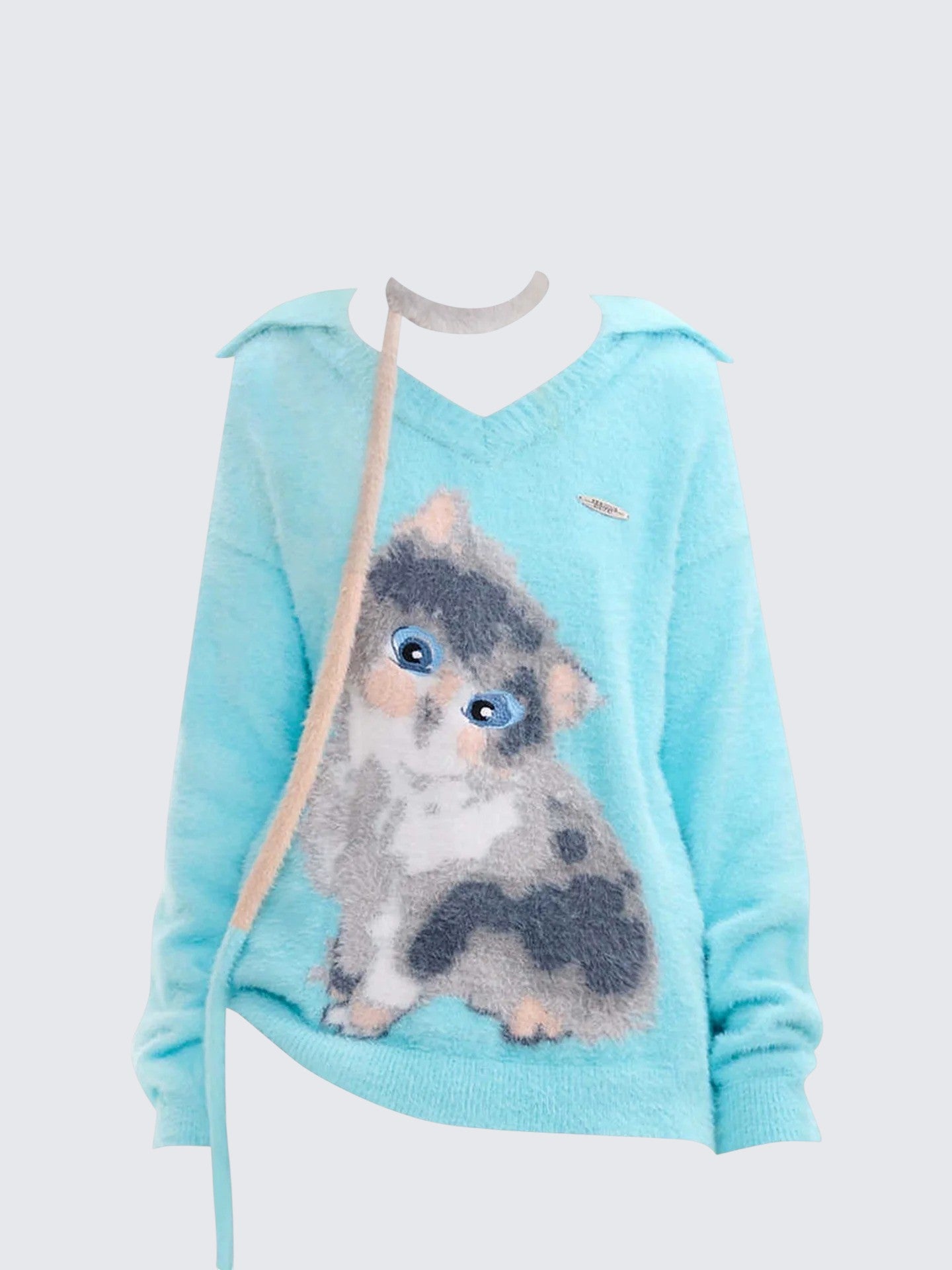 Cat Fur Collar Sweater Women