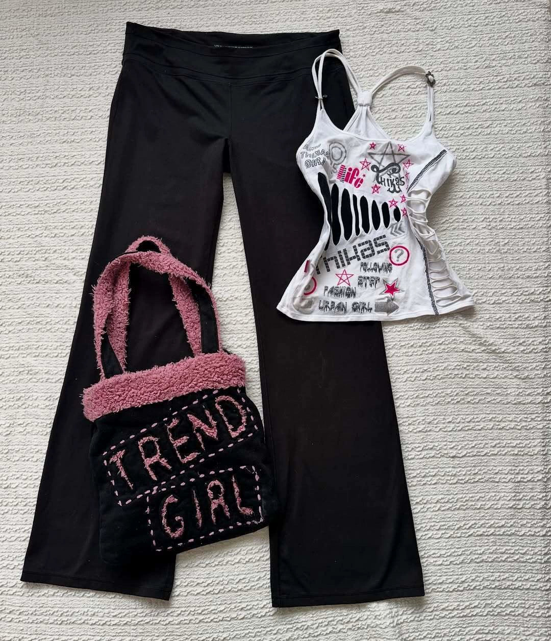 White Print Ripped Tank Top Subculture Y2K E-girl Abi American Retro Tank Top