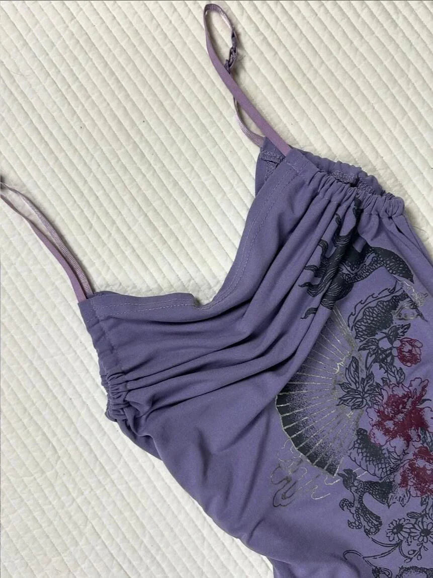 Purple Light Subculture Retro Print Y2K Tank Top