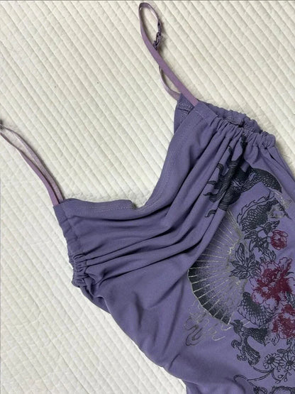 Purple Light Subculture Retro Print Y2K Tank Top