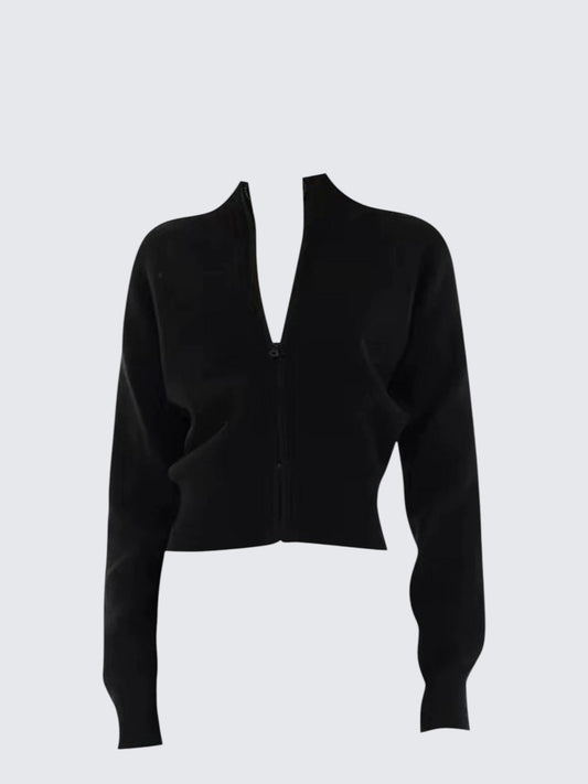 Waist Fit Zip Knit Cardigan Women