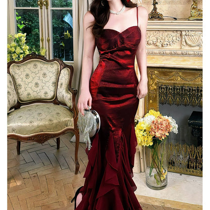 Red High-End Halter Gown Prom Dress