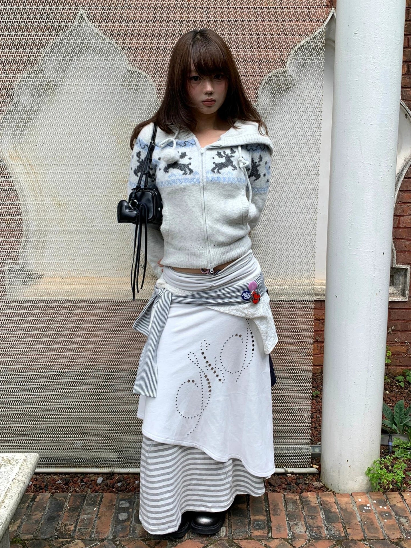 Fair Isle Reindeer Knit Cardigan Cozy Winter Short Sweater