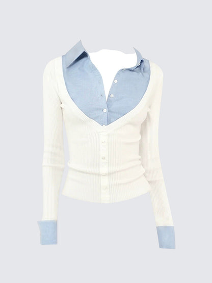 Colorblock Polo Layered Tee Women