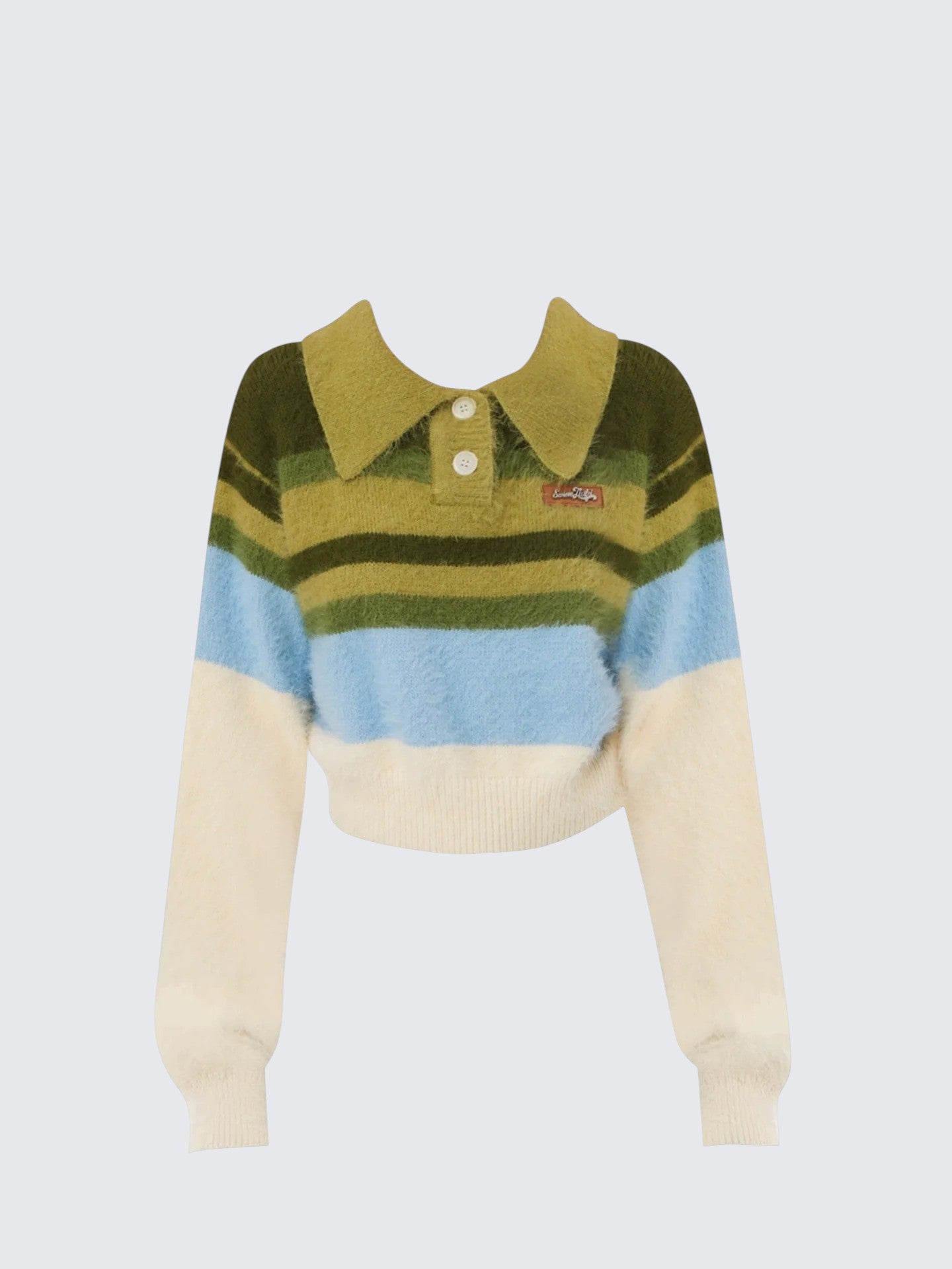 Polo Collar Stripe Sweater Women