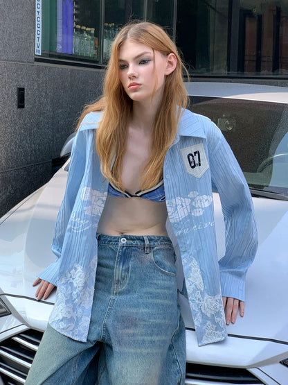 Vintage Blue Striped Shirt