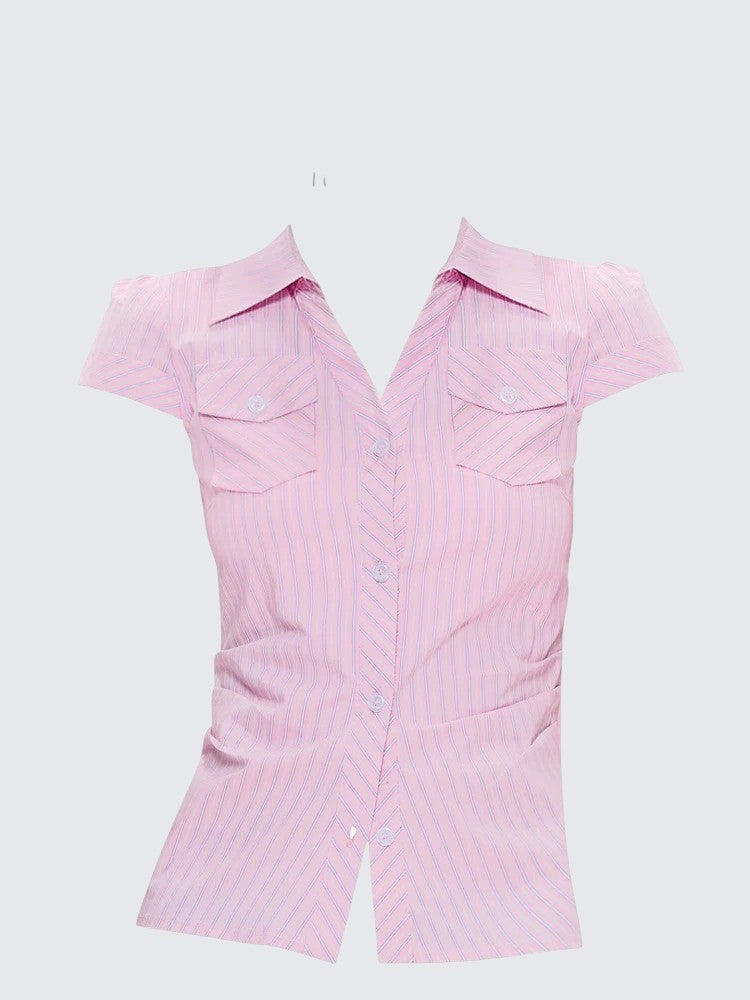 Pink Stripe Waist Shirt