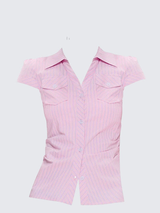 Pink Stripe Waist Shirt