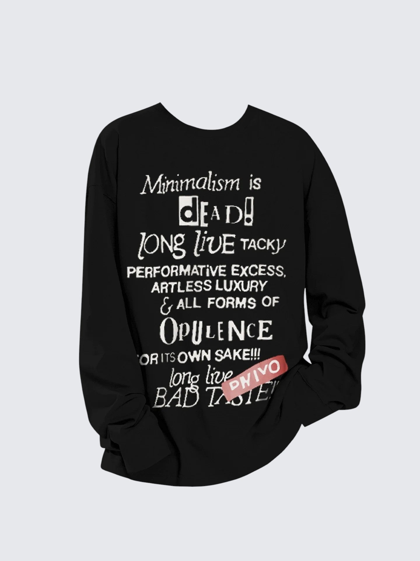 Black Letter Print Long Sleeve Tee Women